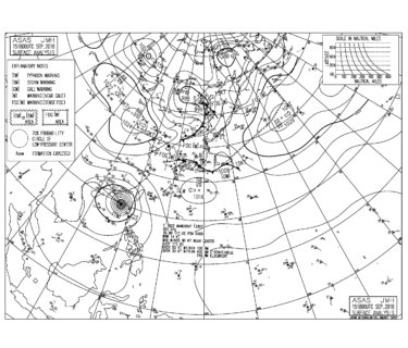 9/16 気圧配置と波情報～台風と高気圧からのうねり、風の影響も少なく今日もいい波
