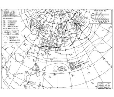 9/21 気圧配置と波情報～強い北寄りの風で湘南はフラット、南の海上には熱帯低気圧が発生