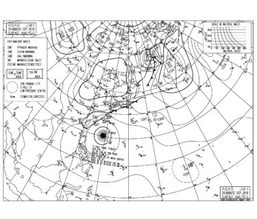 9/26 気圧配置と波情報～、台風24号は北上し本州接近の予報に、西日本はこれから更にサイズアップしてきそう