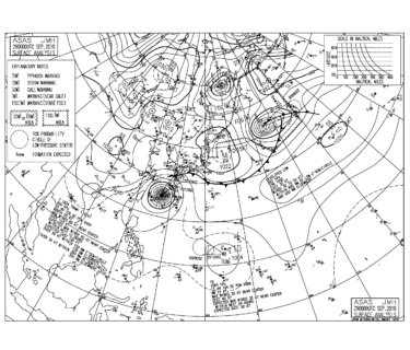 9/29 気圧配置と波情報～明日から明後日にかけて台風24号の暴風に厳重警戒、マリアナ諸島には台風25号が発生！