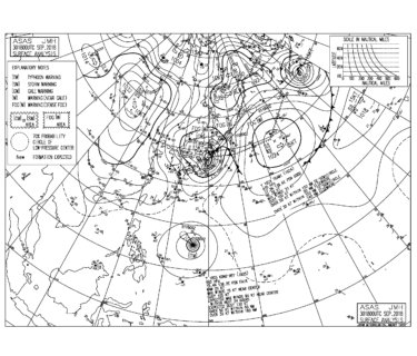 10/1 気圧配置と波情報～台風24号の影響で大荒れなクローズアウト、今週は次の台風25号の動きに要注目