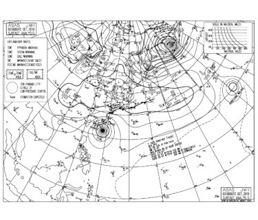 10/4 気圧配置と波情報～台風25号のうねりが湘南でも反応してきた、次第に南西うねりとなり明日と明後日の朝一が狙い目