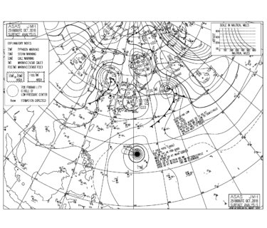 10/26 気圧配置と波情報～週末は台風26号のうねりがしっかり反応する見込み、土曜日は南風を軽減するポイントへ