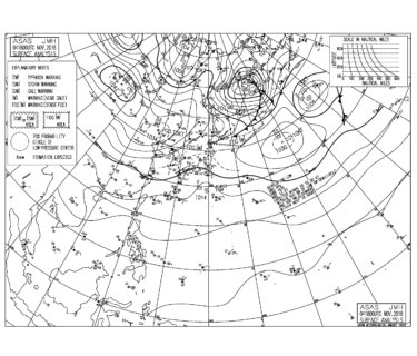11/5 気圧配置と波情報～高気圧が東へシフトし太平洋側は東から南東うねりに反応しやすい気圧配置
