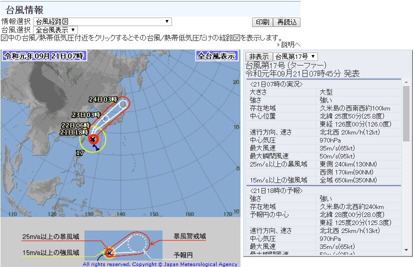 台風情報