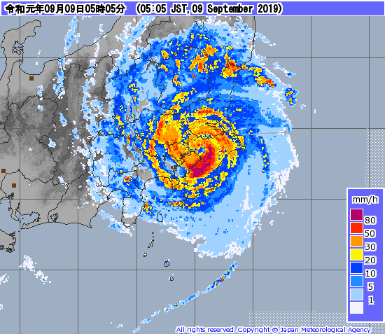 台風15号レーダー画像